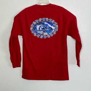 AAA Men’s Hawaiian Surf Red Cotton T Shirt with Ribbed Cuffs Size L